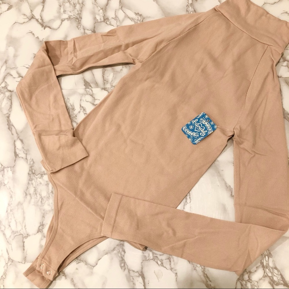 Free People Seamless Turtleneck Bodysuit Blush - Picture 6 of 9